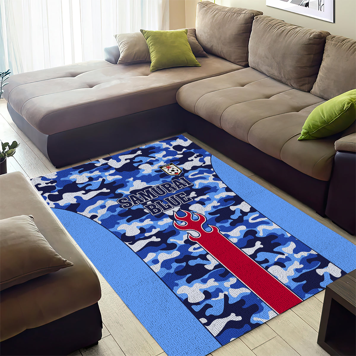 Japan Football Area Rug Come On Samurai Blue - Wonder Print Shop