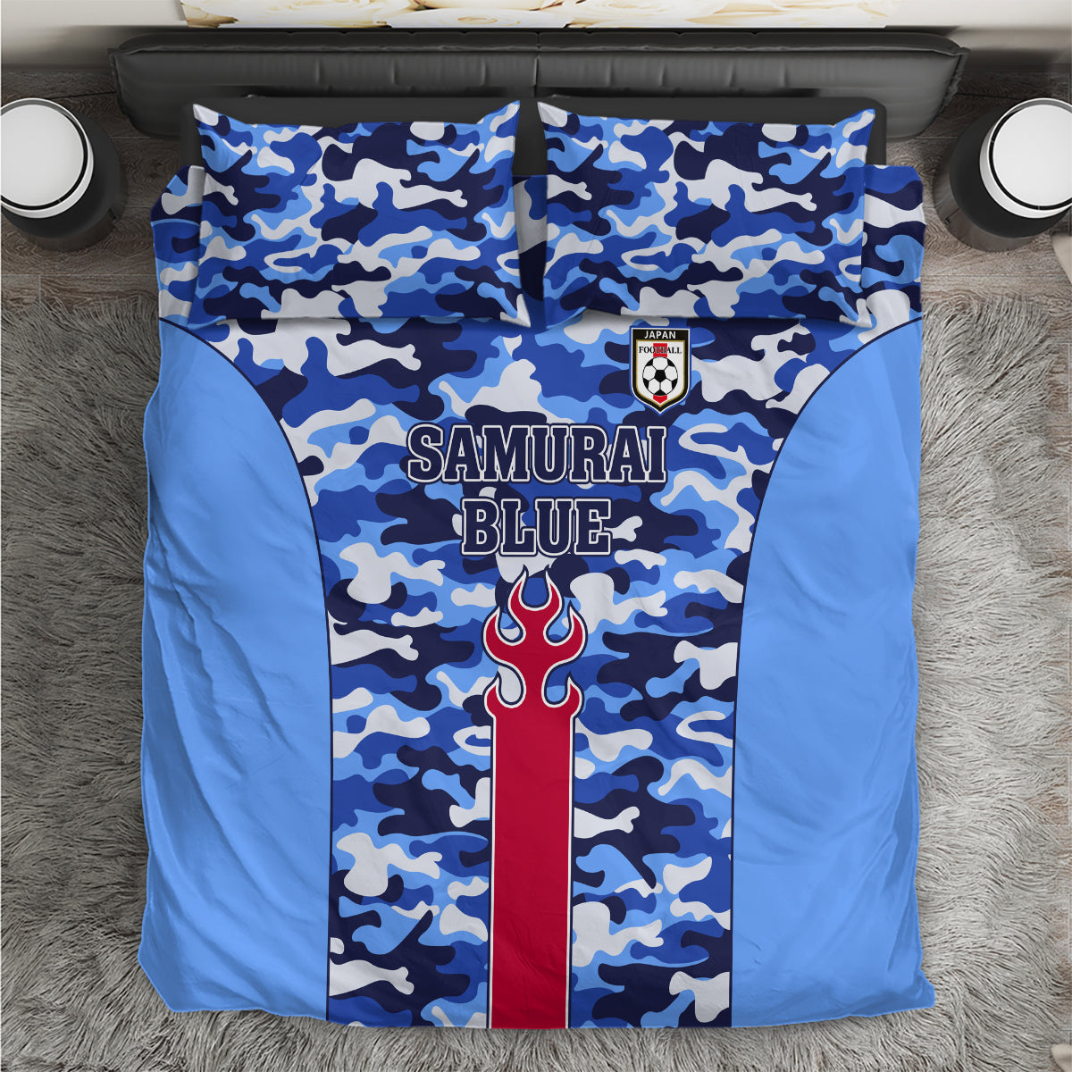 Japan Football Bedding Set Come On Samurai Blue - Wonder Print Shop