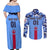 Japan Football Couples Matching Off Shoulder Maxi Dress and Long Sleeve Button Shirt Come On Samurai Blue - Wonder Print Shop