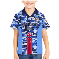 Japan Football Family Matching Mermaid Dress and Hawaiian Shirt Come On Samurai Blue - Wonder Print Shop