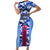 Japan Football Family Matching Short Sleeve Bodycon Dress and Hawaiian Shirt Come On Samurai Blue - Wonder Print Shop