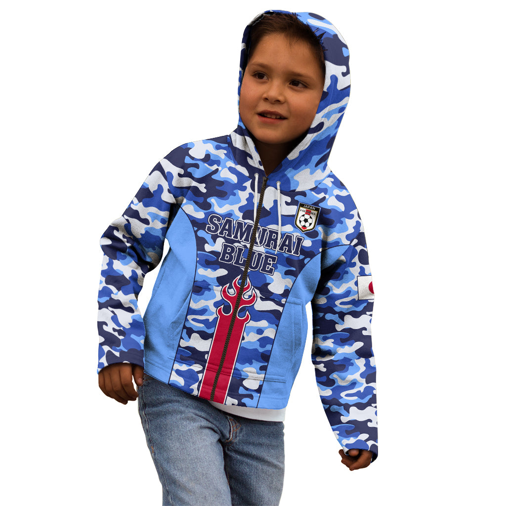 Japan Football Kid Hoodie Come On Samurai Blue - Wonder Print Shop