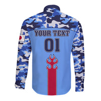 Japan Football Long Sleeve Button Shirt Come On Samurai Blue - Wonder Print Shop