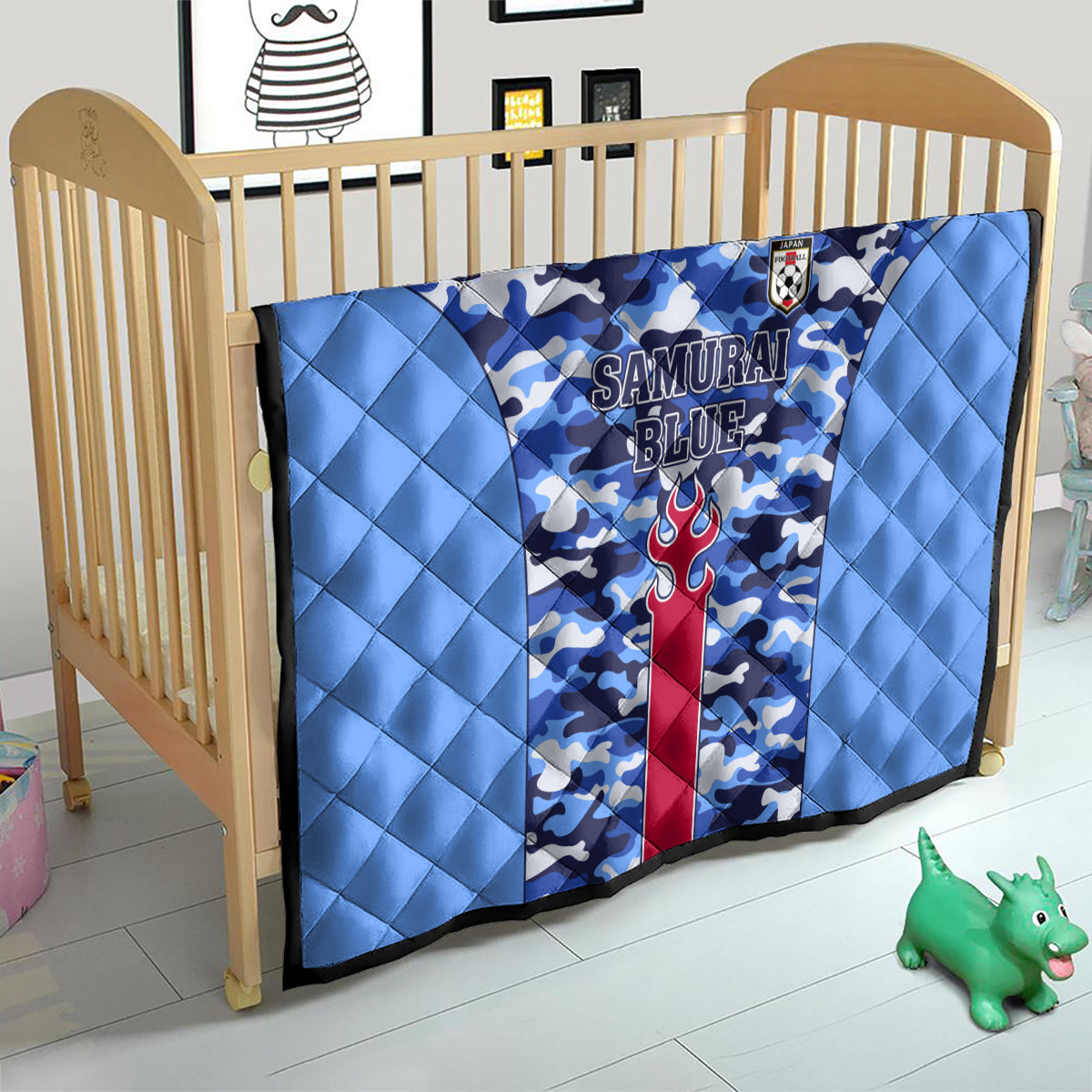 Japan Football Quilt Come On Samurai Blue - Wonder Print Shop