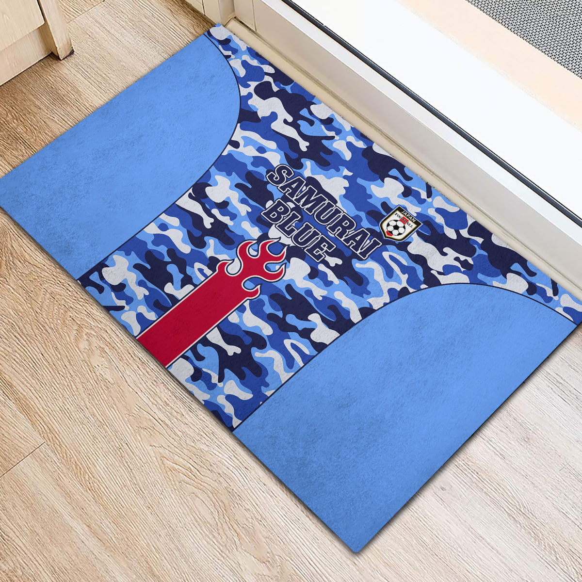 Japan Football Rubber Doormat Come On Samurai Blue - Wonder Print Shop