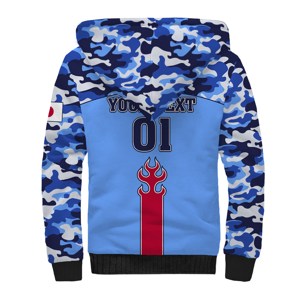 Japan Football Sherpa Hoodie Come On Samurai Blue - Wonder Print Shop