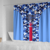 Japan Football Shower Curtain Come On Samurai Blue
