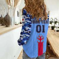 Japan Football Women Casual Shirt Come On Samurai Blue - Wonder Print Shop