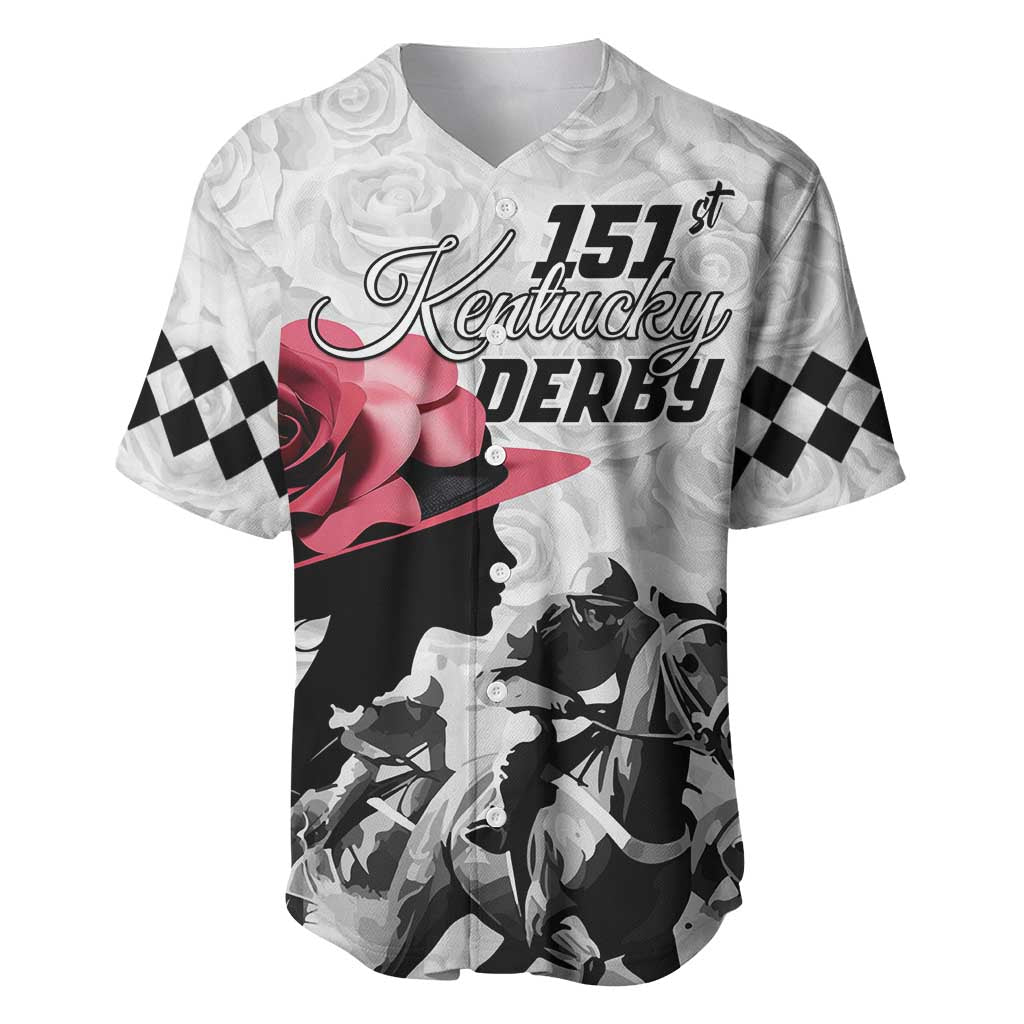 Kentucky Horse Racing Happy 151st Anniversary Baseball Jersey Silhouette Girl Derby Hat With Rose LT01