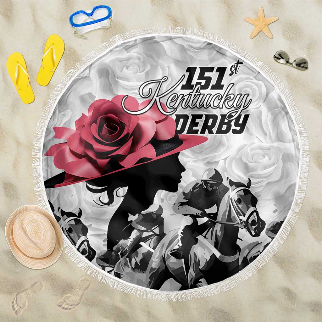 Kentucky Horse Racing Happy 151st Anniversary Beach Blanket Silhouette Girl Derby Hat With Rose LT01
