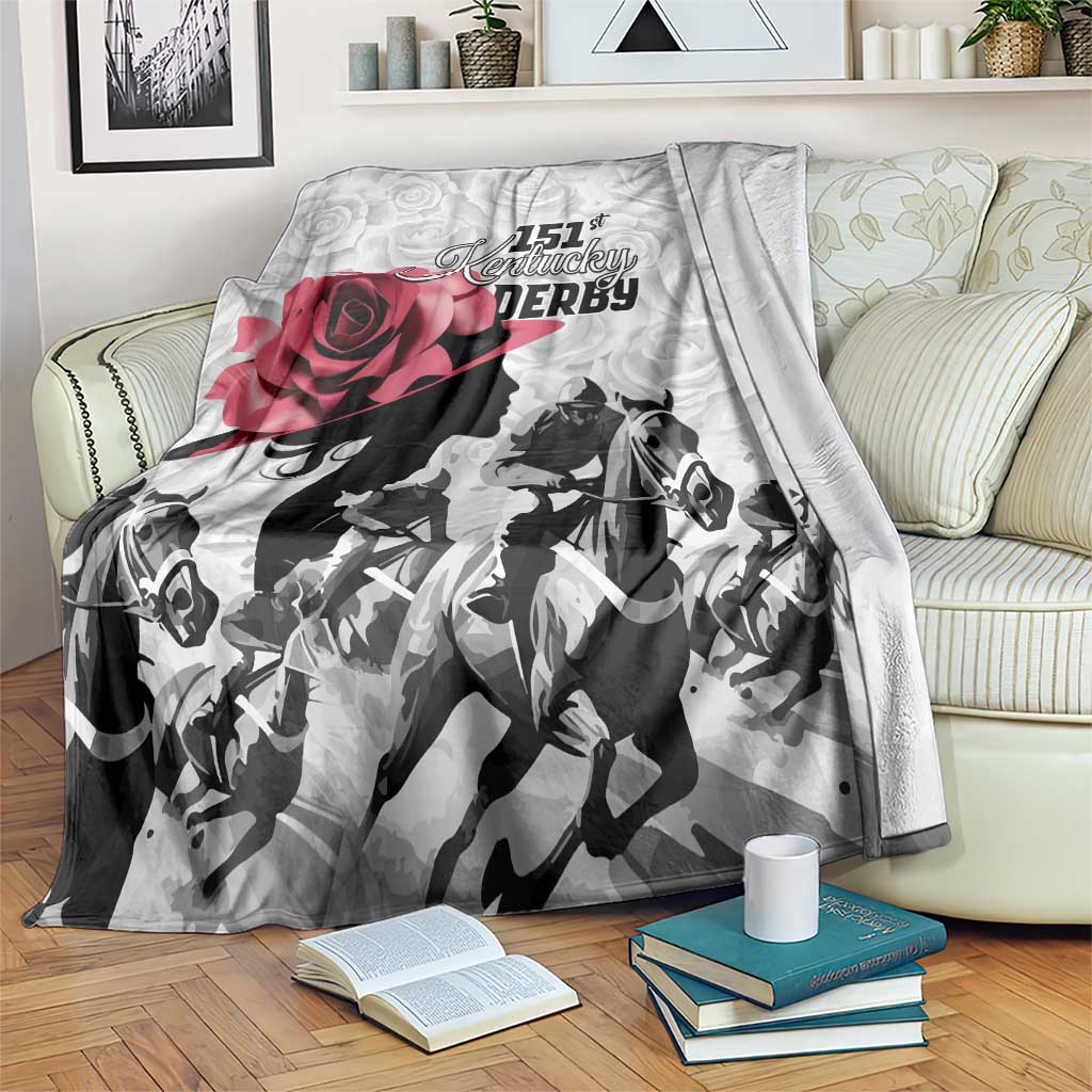Kentucky Horse Racing Happy 151st Anniversary Blanket Silhouette Girl Derby Hat With Rose LT01