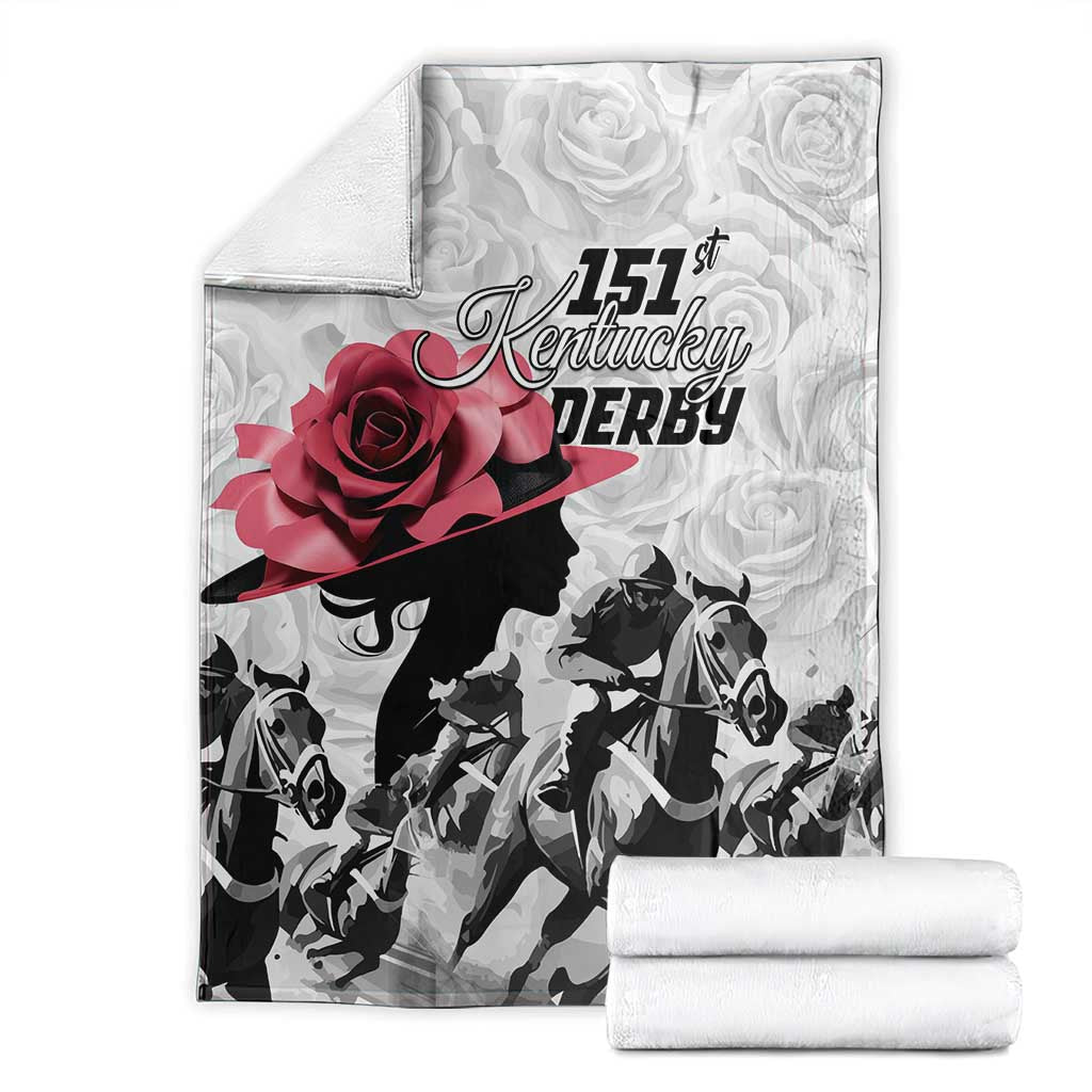 Kentucky Horse Racing Happy 151st Anniversary Blanket Silhouette Girl Derby Hat With Rose LT01