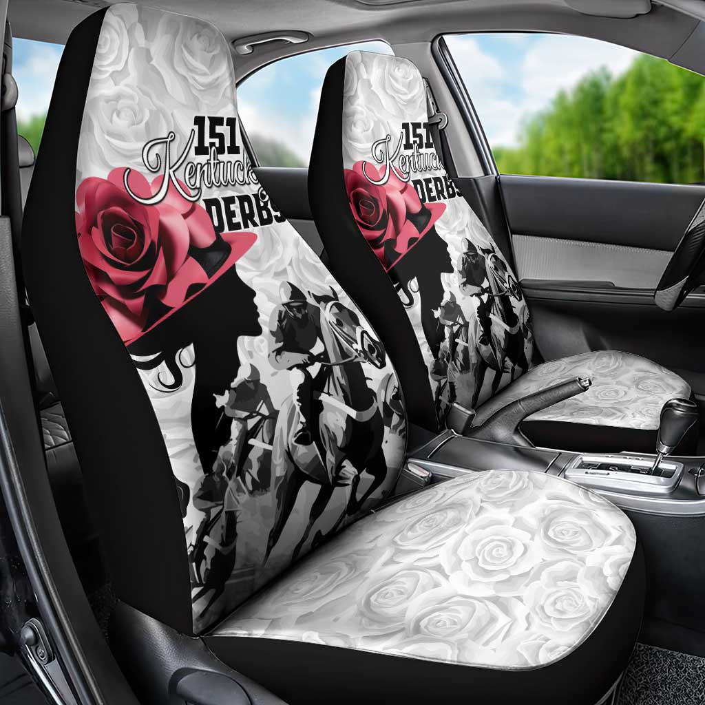 Kentucky Horse Racing Happy 151st Anniversary Car Seat Cover Silhouette Girl Derby Hat With Rose LT01