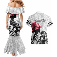 Kentucky Horse Racing Happy 151st Anniversary Couples Matching Mermaid Dress and Hawaiian Shirt Silhouette Girl Derby Hat With Rose LT01