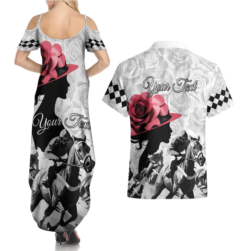 Kentucky Horse Racing Happy 151st Anniversary Couples Matching Summer Maxi Dress and Hawaiian Shirt Silhouette Girl Derby Hat With Rose LT01