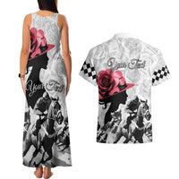 Kentucky Horse Racing Happy 151st Anniversary Couples Matching Tank Maxi Dress and Hawaiian Shirt Silhouette Girl Derby Hat With Rose LT01