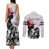 Kentucky Horse Racing Happy 151st Anniversary Couples Matching Tank Maxi Dress and Long Sleeve Button Shirt Silhouette Girl Derby Hat With Rose LT01