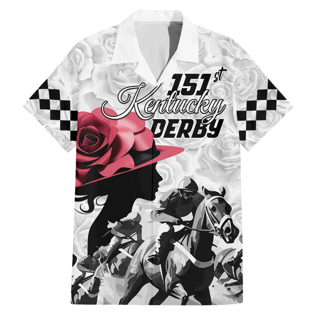 Kentucky Horse Racing Happy 151st Anniversary Family Matching Mermaid Dress and Hawaiian Shirt Silhouette Girl Derby Hat With Rose LT01