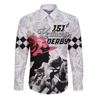 Kentucky Horse Racing Happy 151st Anniversary Family Matching Off Shoulder Long Sleeve Dress and Hawaiian Shirt Silhouette Girl Derby Hat With Rose LT01