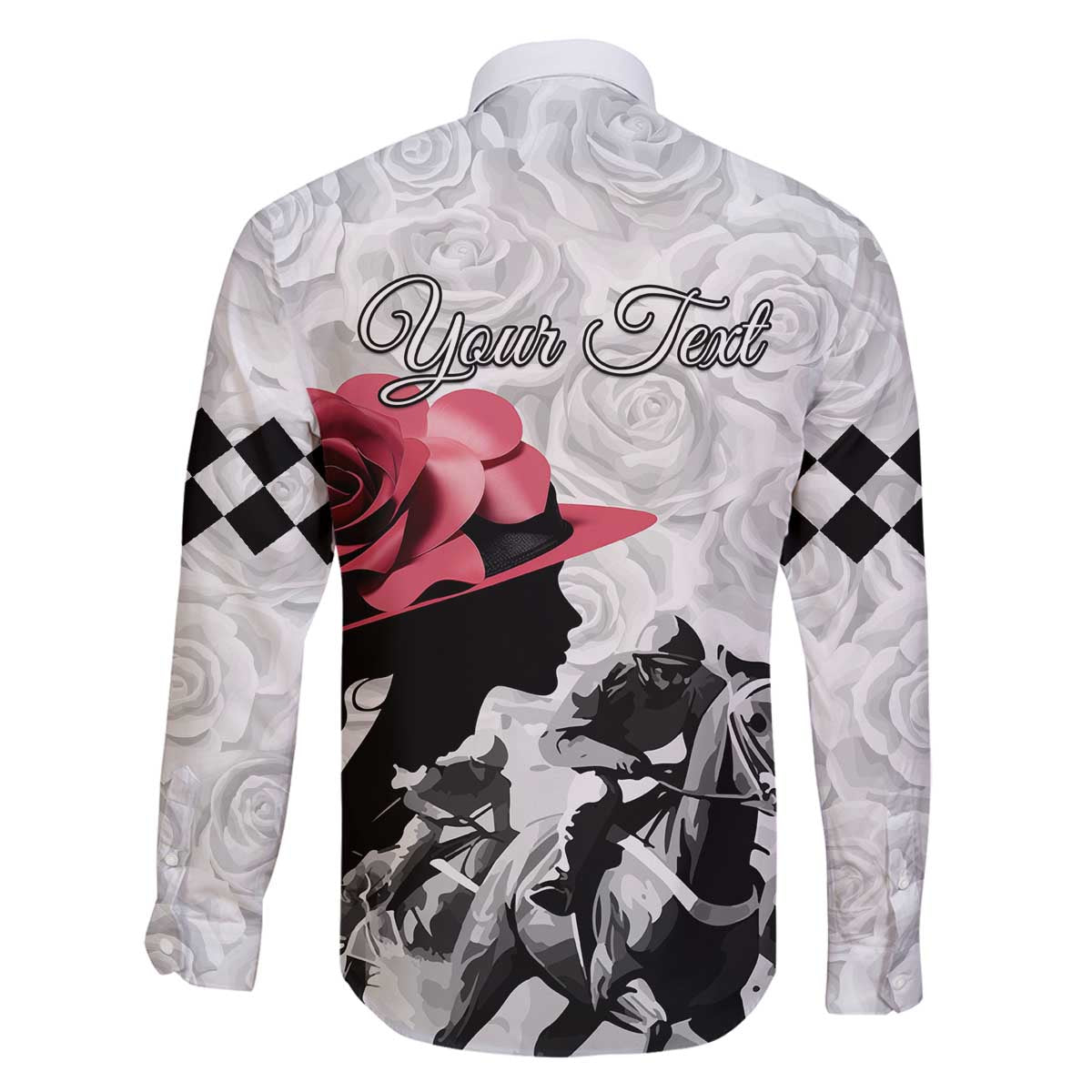 Kentucky Horse Racing Happy 151st Anniversary Family Matching Off Shoulder Long Sleeve Dress and Hawaiian Shirt Silhouette Girl Derby Hat With Rose LT01