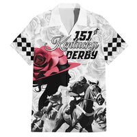 Kentucky Horse Racing Happy 151st Anniversary Family Matching Off Shoulder Maxi Dress and Hawaiian Shirt Silhouette Girl Derby Hat With Rose LT01