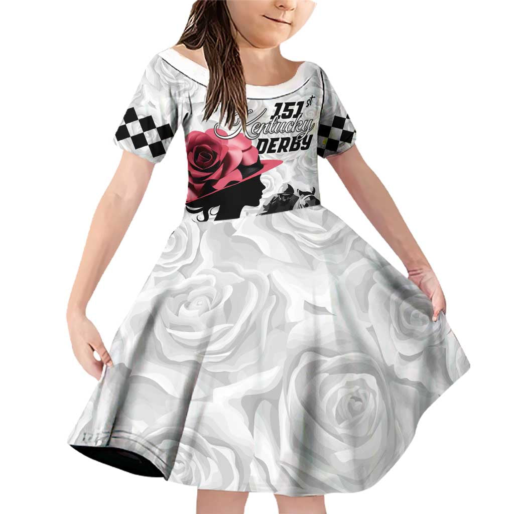 Kentucky Horse Racing Happy 151st Anniversary Family Matching Off Shoulder Short Dress and Hawaiian Shirt Silhouette Girl Derby Hat With Rose LT01