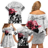 Kentucky Horse Racing Happy 151st Anniversary Family Matching Off Shoulder Short Dress and Hawaiian Shirt Silhouette Girl Derby Hat With Rose LT01