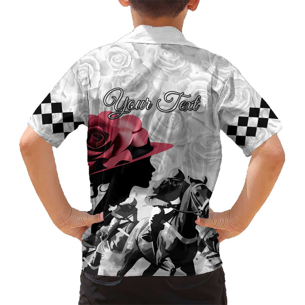 Kentucky Horse Racing Happy 151st Anniversary Family Matching Short Sleeve Bodycon Dress and Hawaiian Shirt Silhouette Girl Derby Hat With Rose LT01
