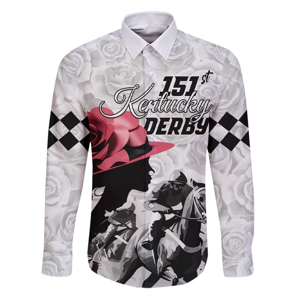 Kentucky Horse Racing Happy 151st Anniversary Family Matching Short Sleeve Bodycon Dress and Hawaiian Shirt Silhouette Girl Derby Hat With Rose LT01