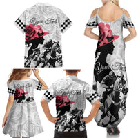 Kentucky Horse Racing Happy 151st Anniversary Family Matching Summer Maxi Dress and Hawaiian Shirt Silhouette Girl Derby Hat With Rose LT01