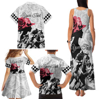 Kentucky Horse Racing Happy 151st Anniversary Family Matching Tank Maxi Dress and Hawaiian Shirt Silhouette Girl Derby Hat With Rose LT01
