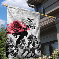 Kentucky Horse Racing Happy 151st Anniversary Garden Flag Silhouette Girl Derby Hat With Rose LT01