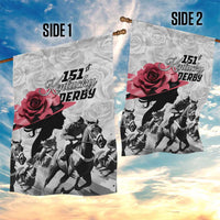 Kentucky Horse Racing Happy 151st Anniversary Garden Flag Silhouette Girl Derby Hat With Rose LT01