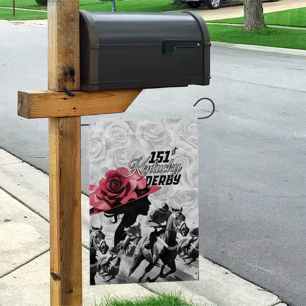 Kentucky Horse Racing Happy 151st Anniversary Garden Flag Silhouette Girl Derby Hat With Rose LT01