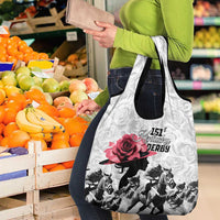 Kentucky Happy 151st Anniversary Grocery Bag Silhouette Girl Derby Hat With Rose LT01