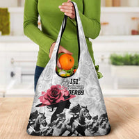 Kentucky Happy 151st Anniversary Grocery Bag Silhouette Girl Derby Hat With Rose LT01