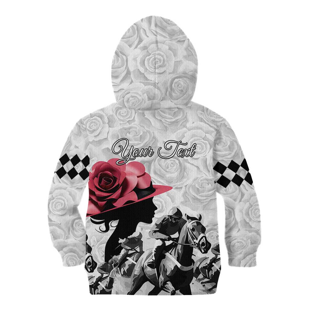 Kentucky Horse Racing Happy 151st Anniversary Kid Hoodie Silhouette Girl Derby Hat With Rose LT01