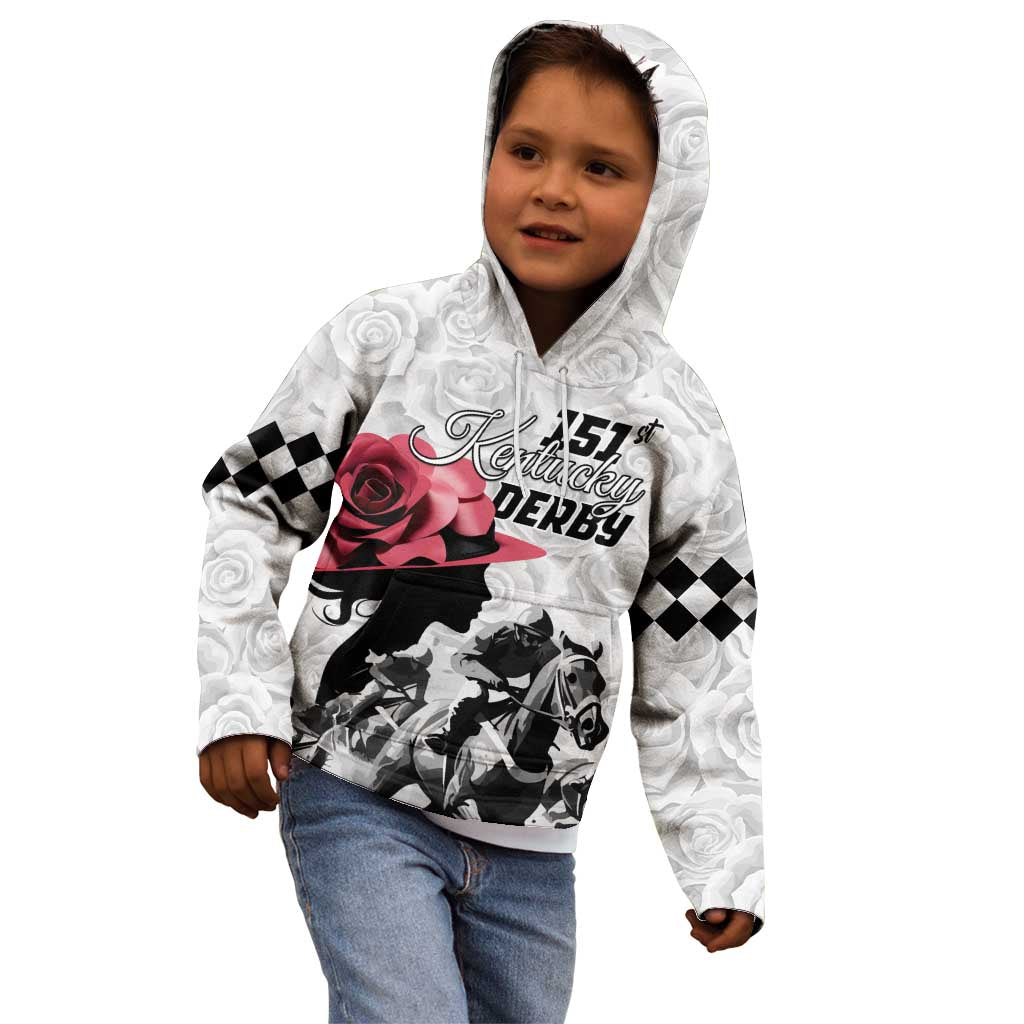 Kentucky Horse Racing Happy 151st Anniversary Kid Hoodie Silhouette Girl Derby Hat With Rose LT01