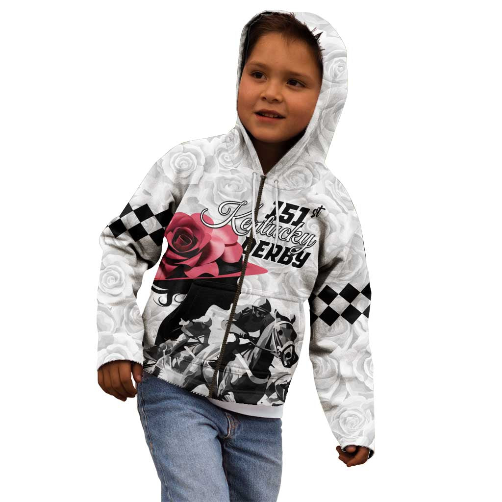 Kentucky Horse Racing Happy 151st Anniversary Kid Hoodie Silhouette Girl Derby Hat With Rose LT01