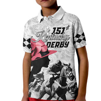 Kentucky Horse Racing Happy 151st Anniversary Kid Polo Shirt Silhouette Girl Derby Hat With Rose LT01