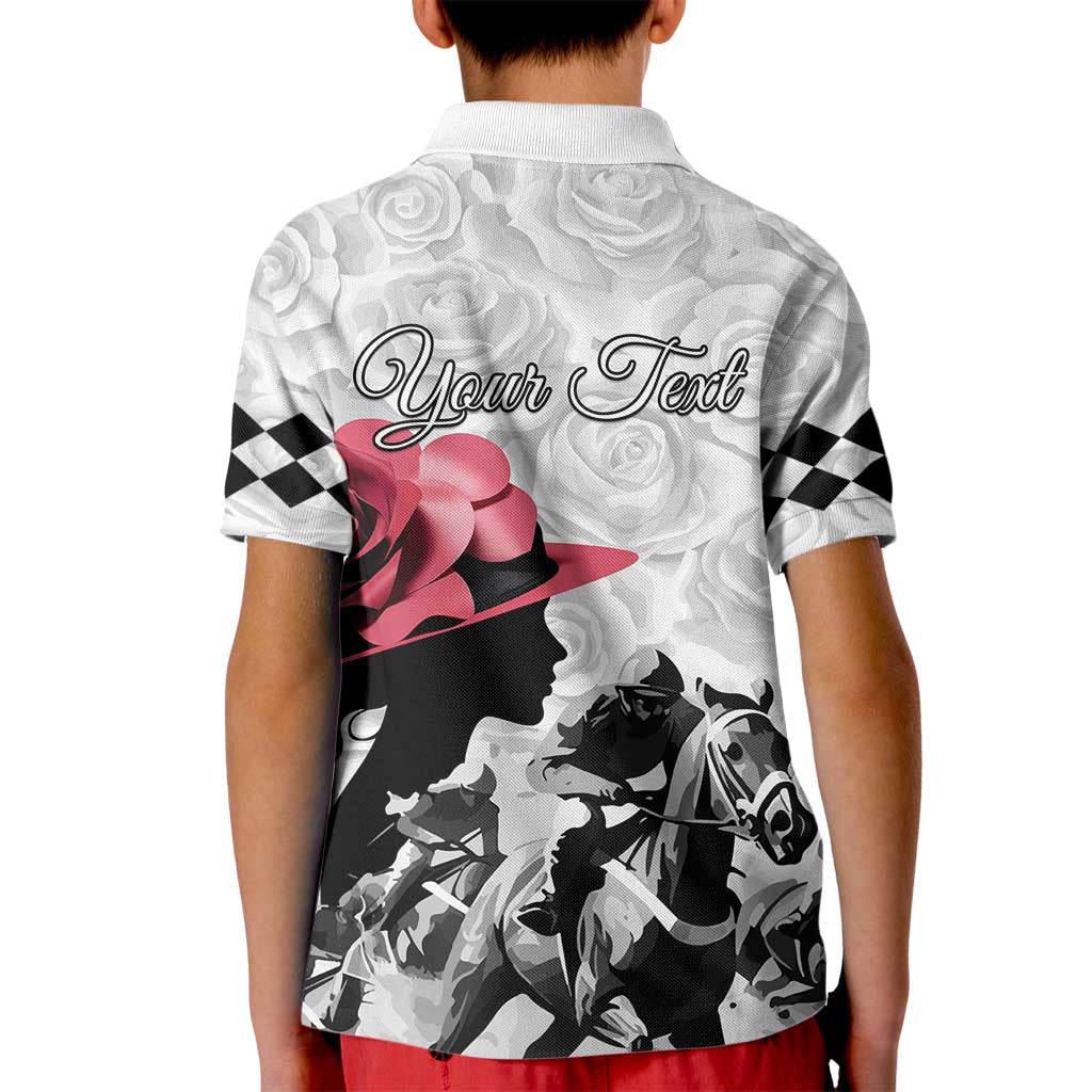 Kentucky Horse Racing Happy 151st Anniversary Kid Polo Shirt Silhouette Girl Derby Hat With Rose LT01