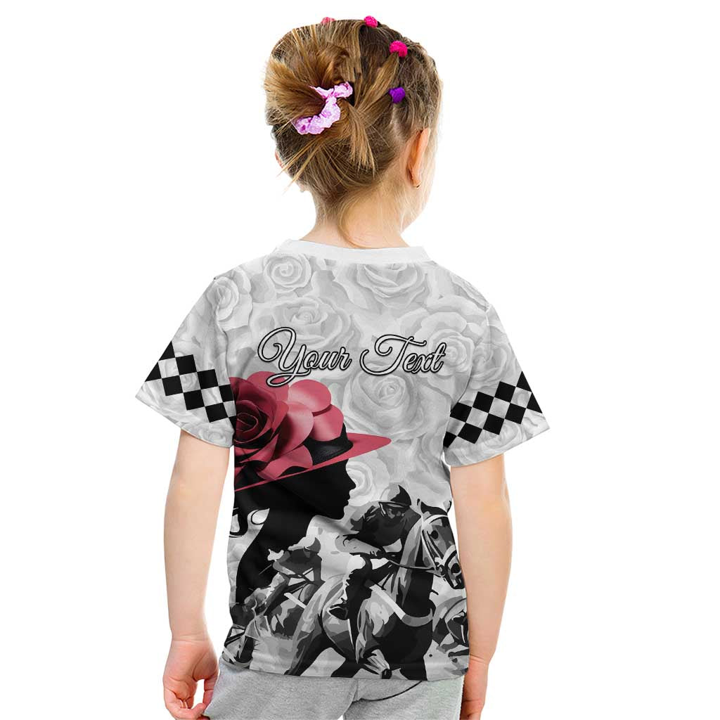 Kentucky Horse Racing Happy 151st Anniversary Kid T Shirt Silhouette Girl Derby Hat With Rose LT01