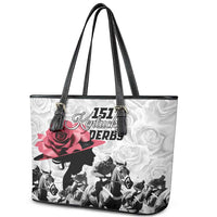 Kentucky Horse Racing Happy 151st Anniversary Leather Tote Bag Silhouette Girl Derby Hat With Rose LT01
