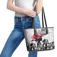 Kentucky Horse Racing Happy 151st Anniversary Leather Tote Bag Silhouette Girl Derby Hat With Rose LT01