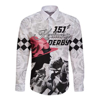 Kentucky Horse Racing Happy 151st Anniversary Long Sleeve Button Shirt Silhouette Girl Derby Hat With Rose LT01
