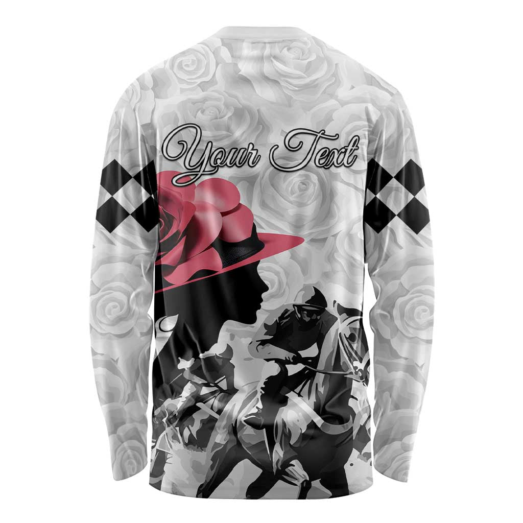 Kentucky Horse Racing Happy 151st Anniversary Long Sleeve Shirt Silhouette Girl Derby Hat With Rose LT01