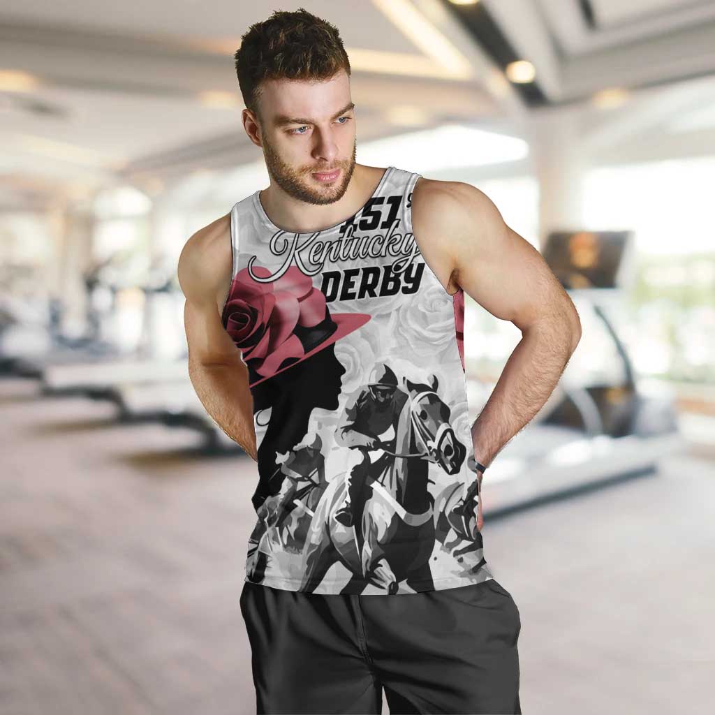 Kentucky Horse Racing Happy 151st Anniversary Men Tank Top Silhouette Girl Derby Hat With Rose LT01