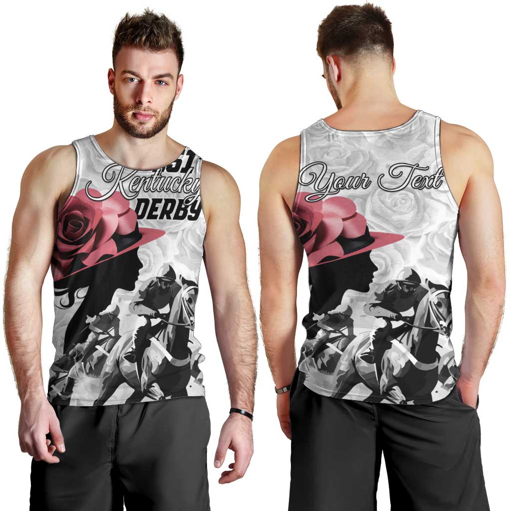 Kentucky Horse Racing Happy 151st Anniversary Men Tank Top Silhouette Girl Derby Hat With Rose LT01
