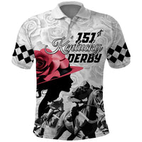 Kentucky Horse Racing Happy 151st Anniversary Polo Shirt Silhouette Girl Derby Hat With Rose LT01