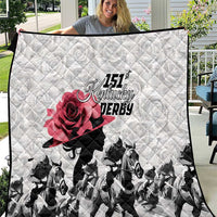 Kentucky Horse Racing Happy 151st Anniversary Quilt Silhouette Girl Derby Hat With Rose LT01